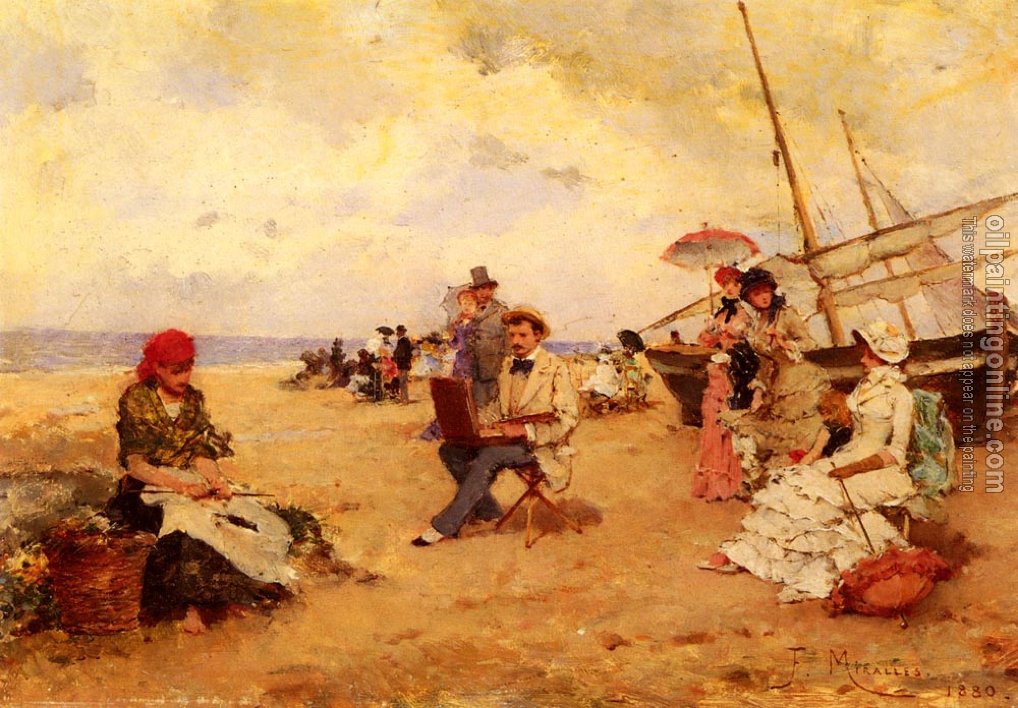 Francisco Miralles Galup - The Artist Sketching On A Beach